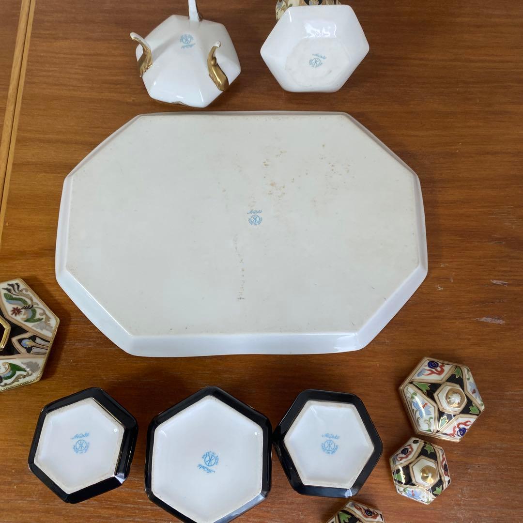 英国 里帰り オールドノリタケ ドレッシングテーブルセット マルキ印 金盛り