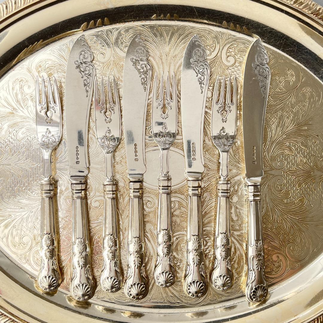 【John Gough】 キングスパターンのナイフ/フォーク 8本 豪奢！！