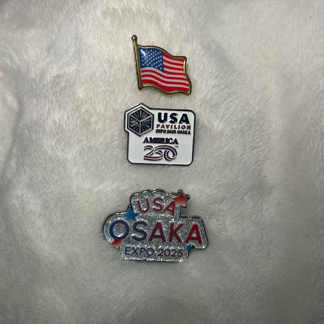 アメリカ国旗・USA PAVILION・大阪万博ピンバッジセット