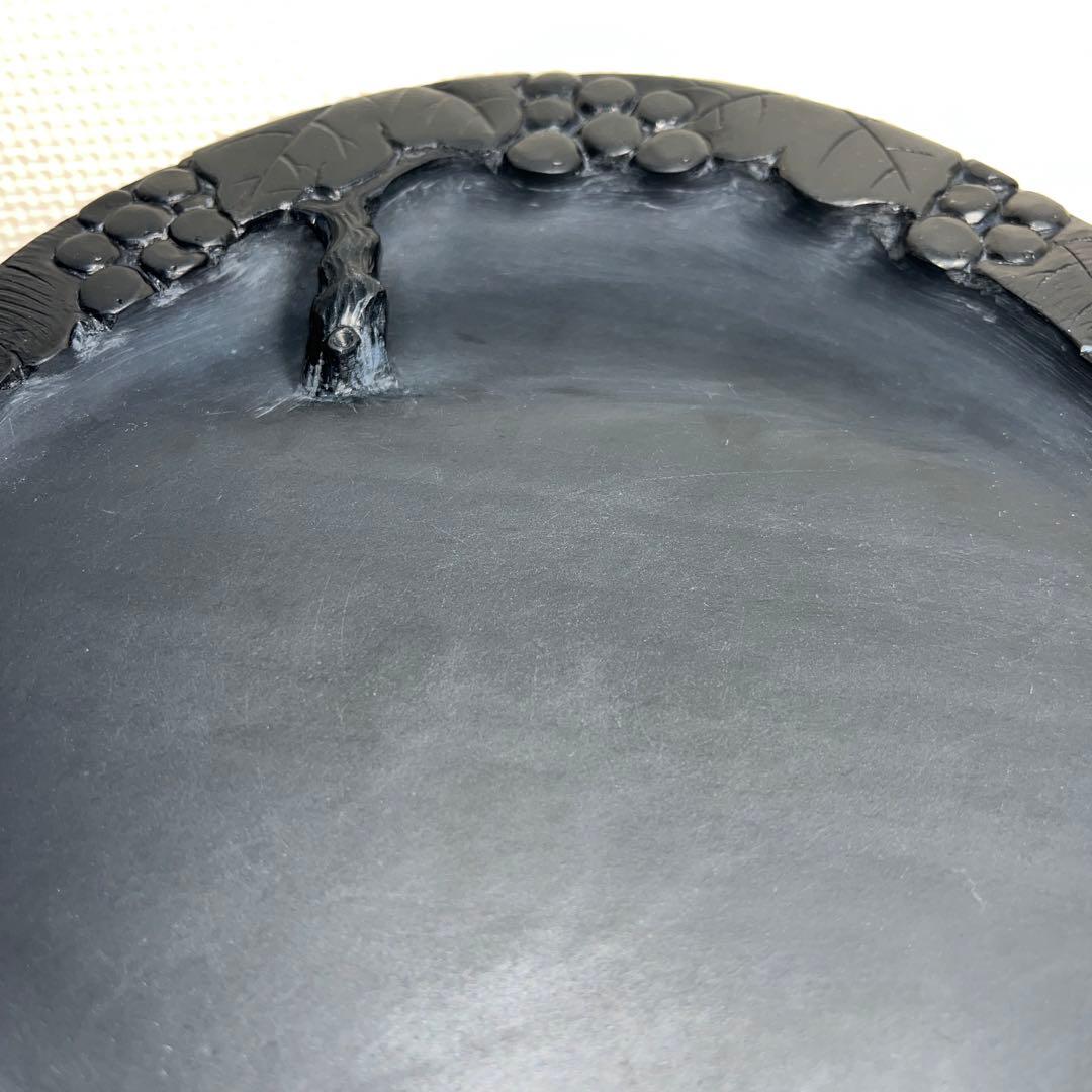 ⭕️奥山朝陽　大型硯　径18cm葡萄刻研　雨畑硯　芳龍閣本舗　名工　望月秀峰