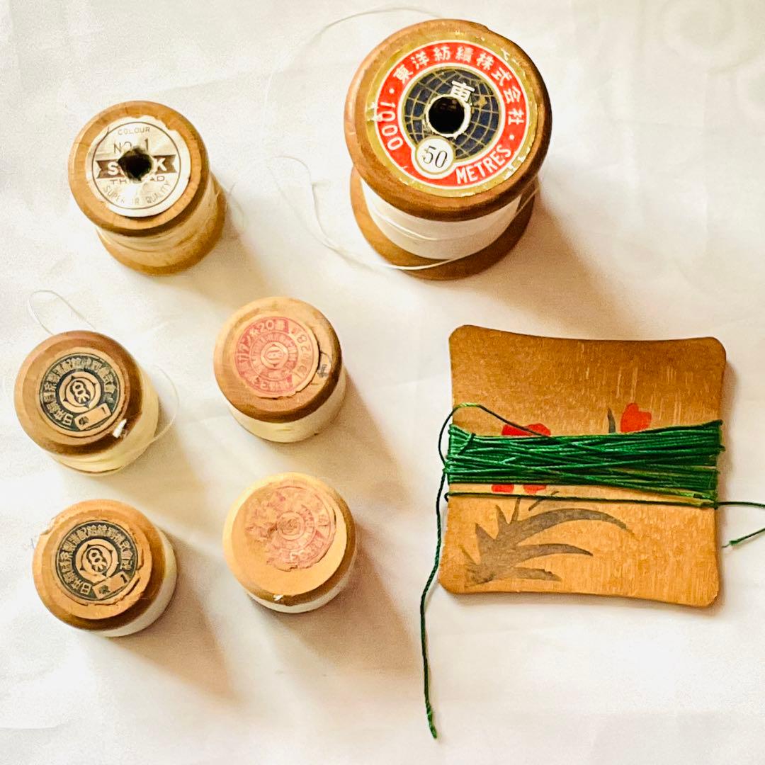 骨董 木製 櫓裁縫箱 古道具　アンティーク　裁縫　手芸道具　まとめ売り