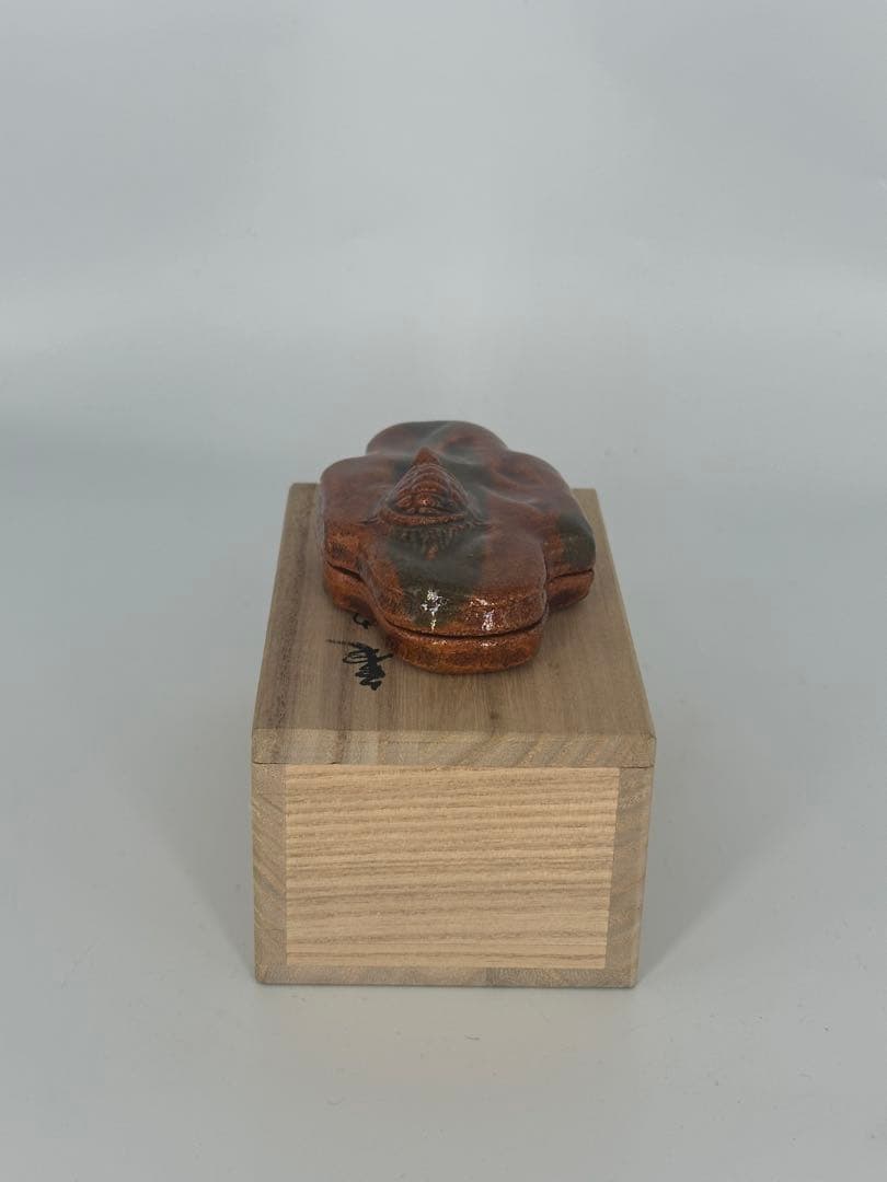 大樋焼　松雲釜　泉喜仙　亀の泄香合　共箱作品　茶道具