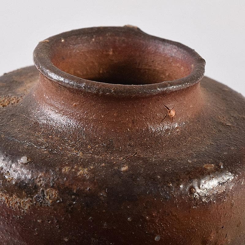 茶道具　備前焼　小西陶古作　茶入　仕覆付　共箱　V　7998