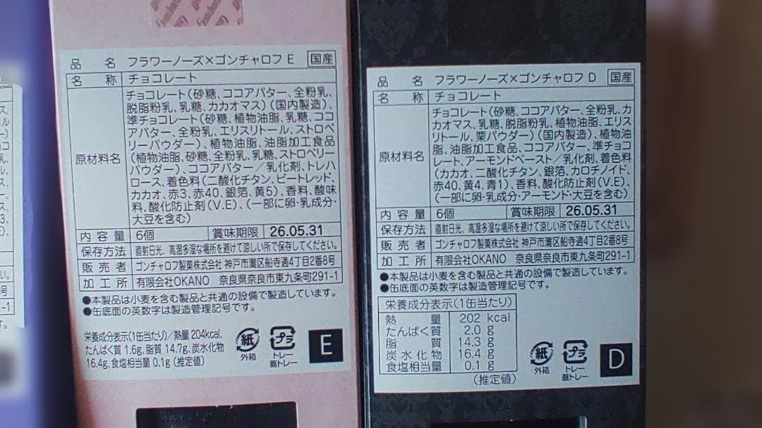ゴンチャロフ　フラワーノーズ　AB CDE 5種類　バレンタイン　チョコレート