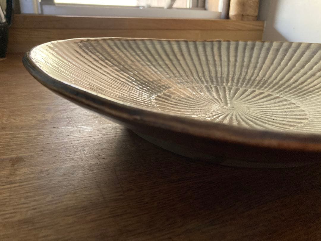 小鹿田焼　飛び鉋　大皿　民藝