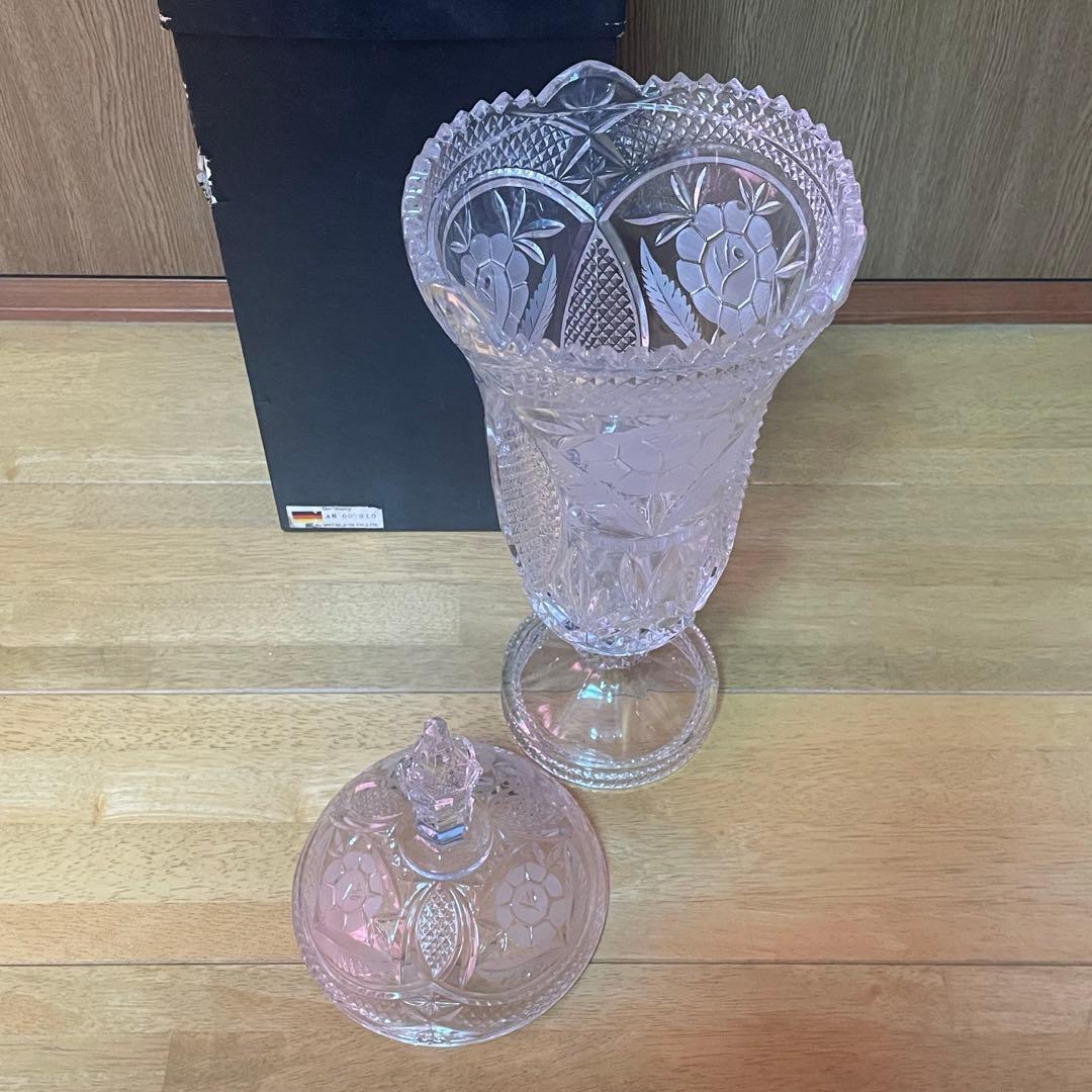新品　KAMEI GLASS カメイ　蓋付き　アンティーク　ガラス　ポット　置物
