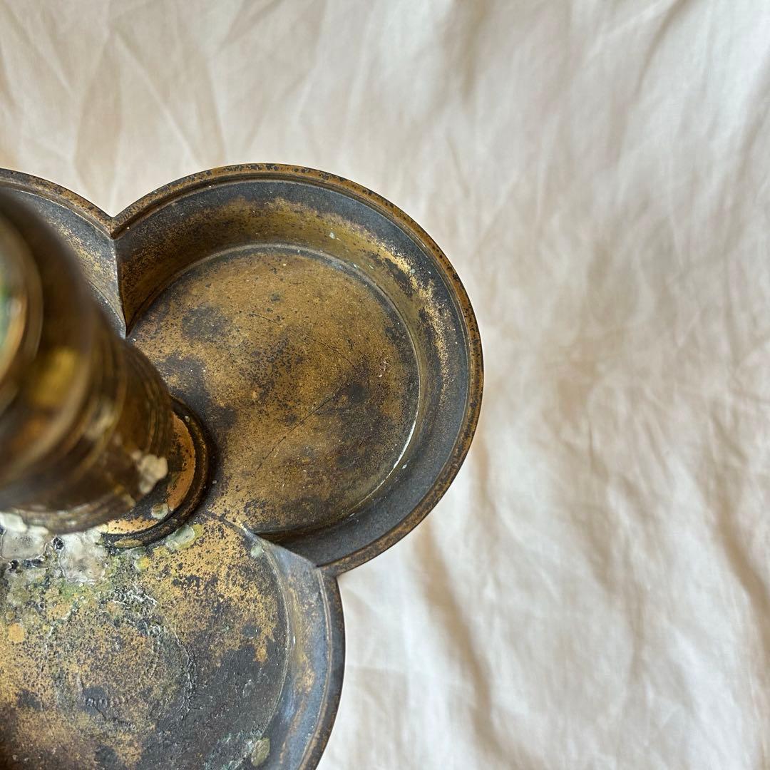 希少　フランスアンティーク 真鍮製 燭台 特大36cm 3つ葉　店舗什器　B