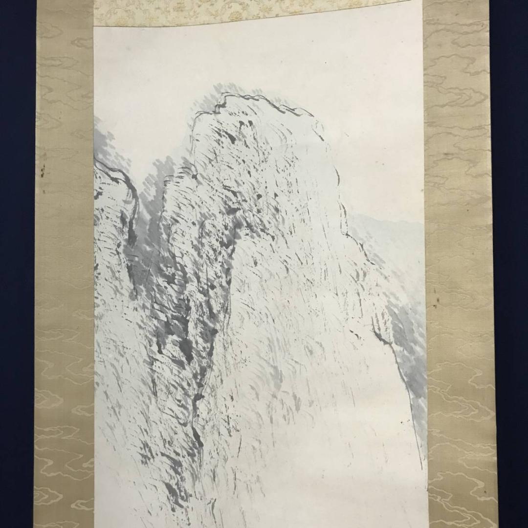 【真作】田中頼璋/夏景山水釣人図/掛軸/名家伝来/AB-759