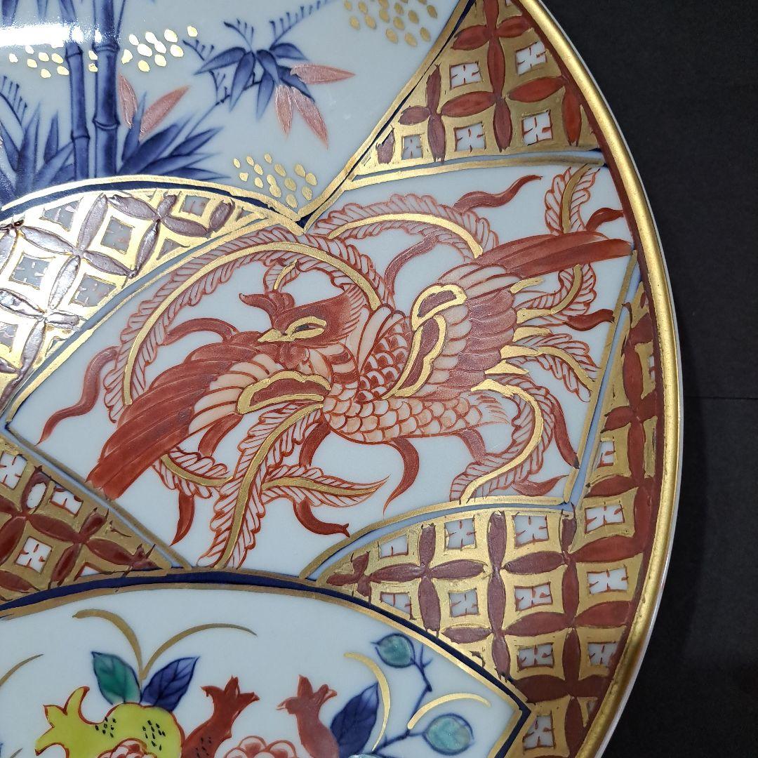 江戸中期　古伊万里　極上　赤絵金蘭手　30㎝皿　共箱　山徳製　祝皿