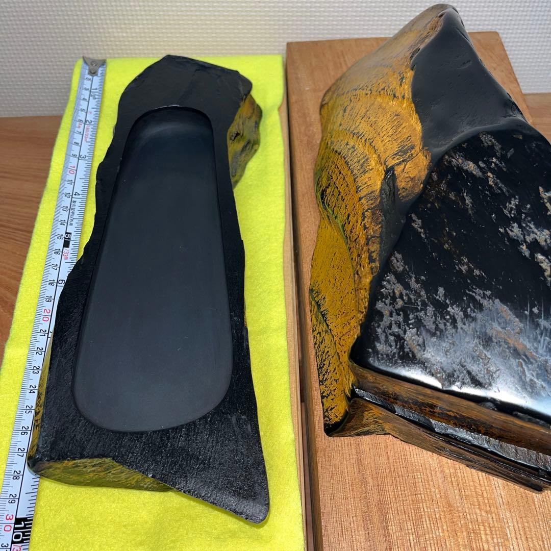 ⭕️龍渓硯　日本工芸会正会員　翠川希石(袈裟美) 共石蓋付き天然硯　5Ｋg超