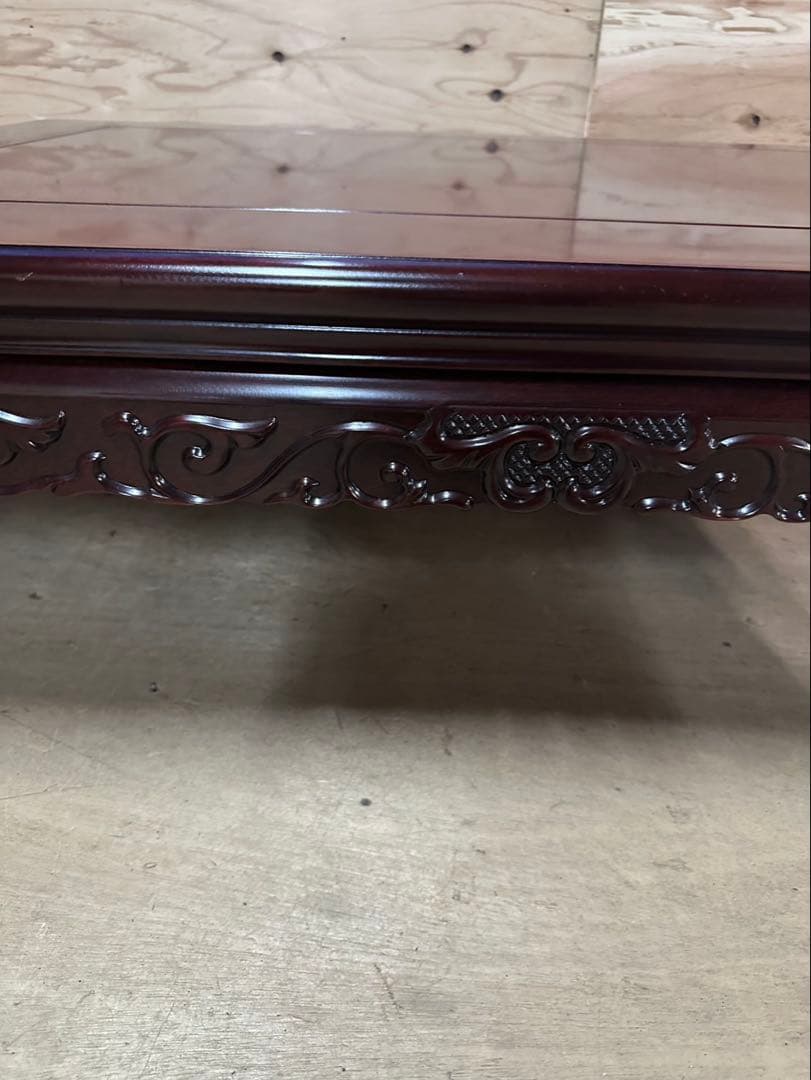 和風 座卓 ローテーブル 120×90cm 彫刻脚 漆風ブラウン