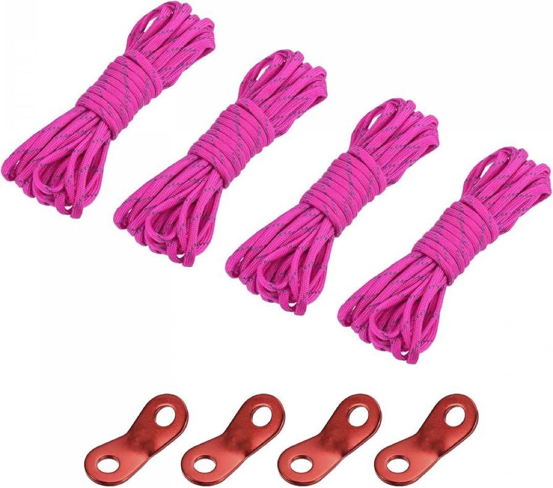 テントロープ 長さ6m 反射型ガイラインコード4個 アルミアジャスター4個