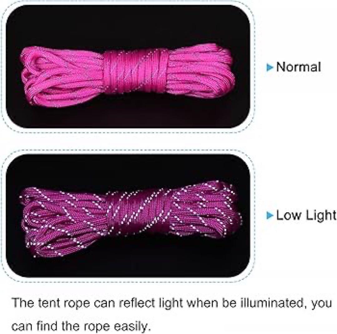 テントロープ 長さ6m 反射型ガイラインコード4個 アルミアジャスター4個