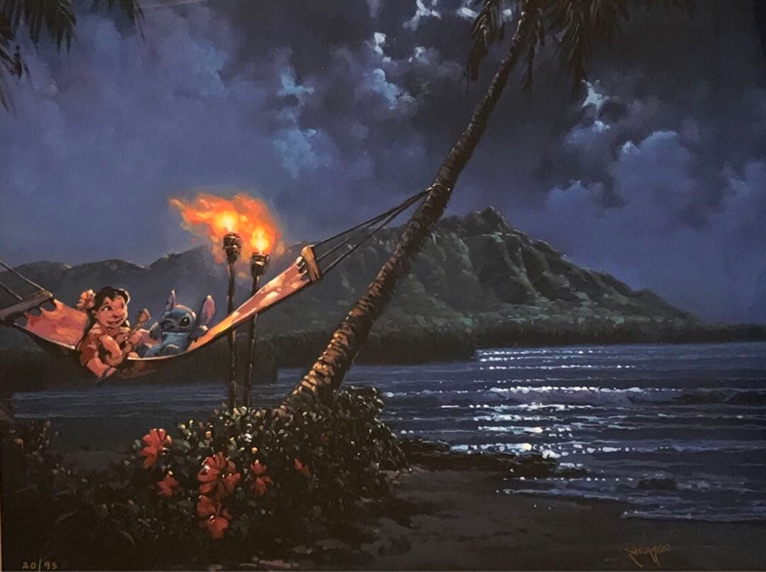 ディズニー ファインアート Hawaiian Serenade リロ＆スティッチ