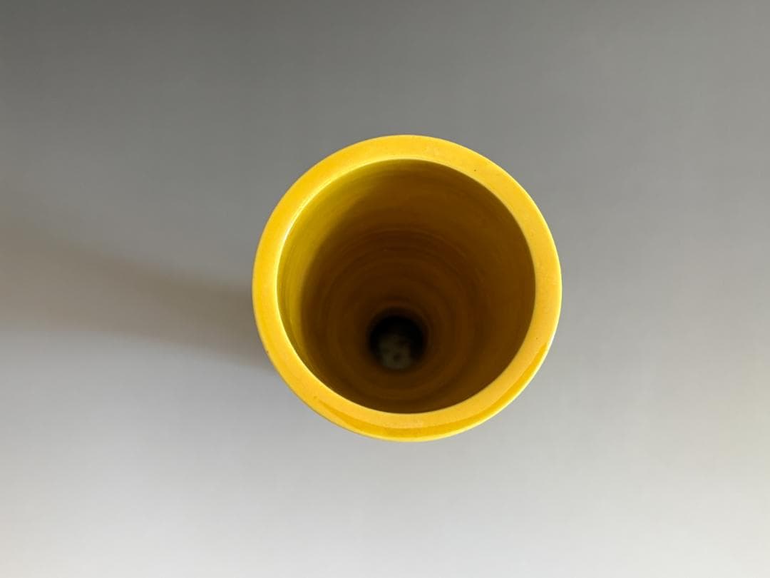 15代永楽善五郎　妙全　黄釉置花入　8の内　惺斎書付　茶道具　表千家