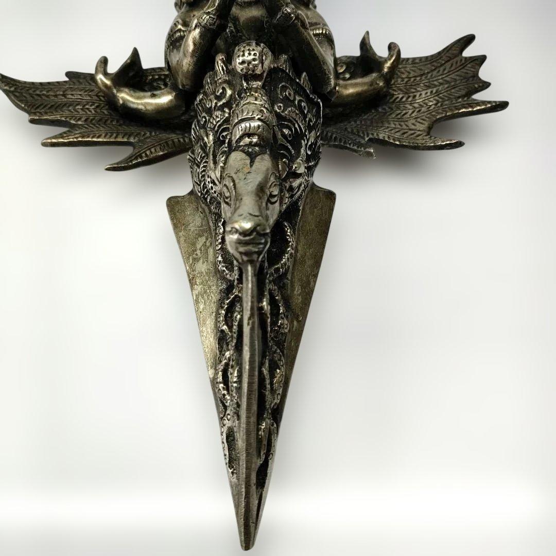 チベット密教法具 マハーカーラ 三面大黒天 プルパ 金剛杭 忿怒尊 真鍮像