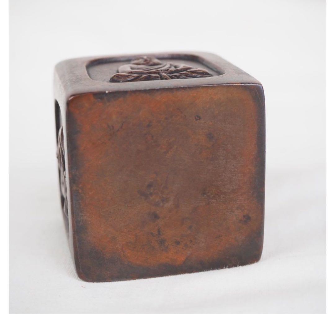 送料無料　金工作家　金谷宗林作　銅製四方仏蓋置　共箱　煎茶道具