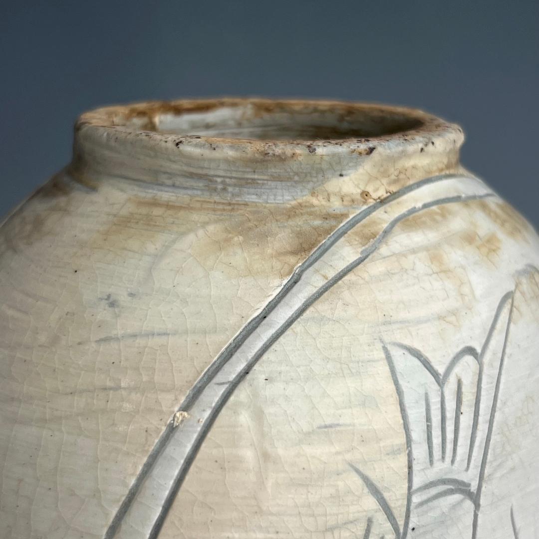 高麗三島刷毛目象嵌魚紋扁壺 李朝高麗コレクター放出品陶磁古玩朝鮮美術A1-48