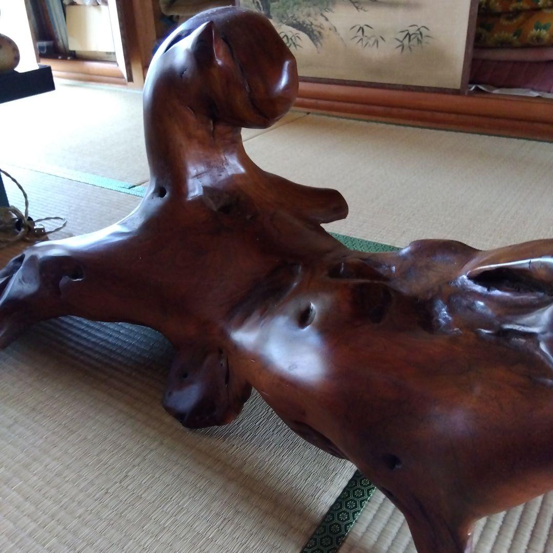 【対馬の欅木手彫り】銘木欅木彫りオブジェ天然椿油仕上げ【断捨離価格】