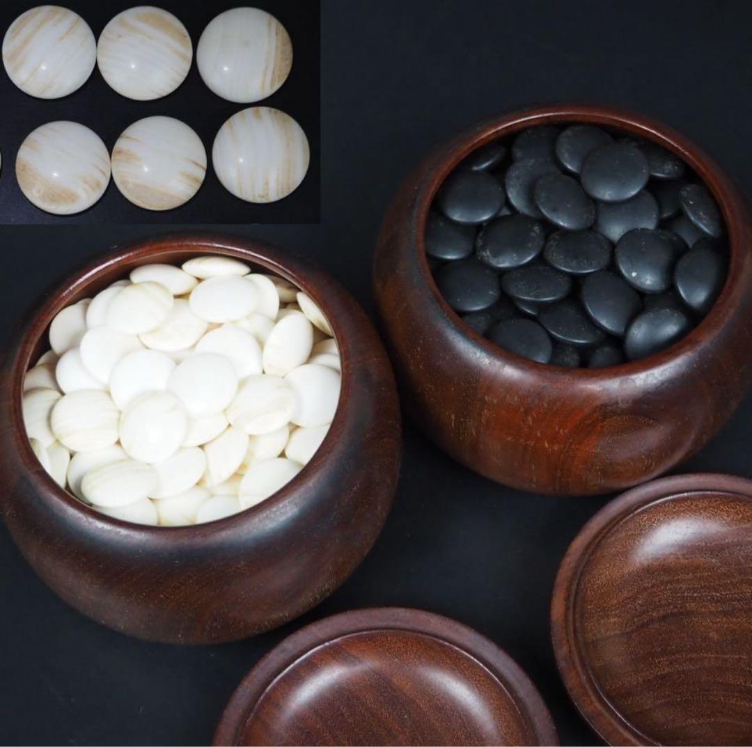 送料無料　日向特産　日向スワブデ蛤碁石31号・碁笥セット　旧家蔵出