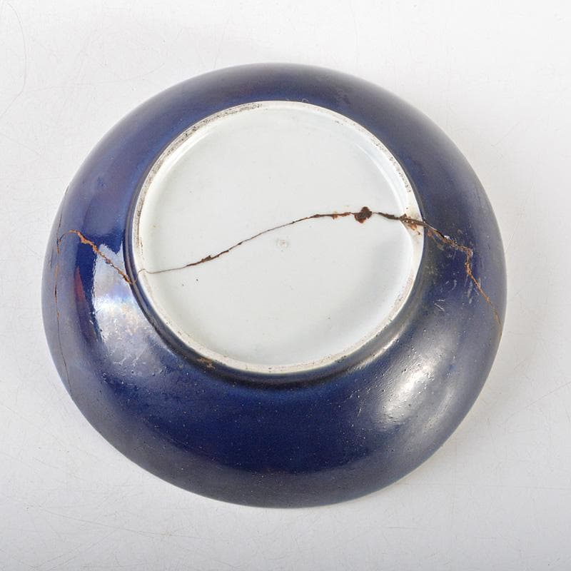 伊万里焼　古伊万里　染付　花文鉢　金継ぎ直し　桐箱付　V　R5888