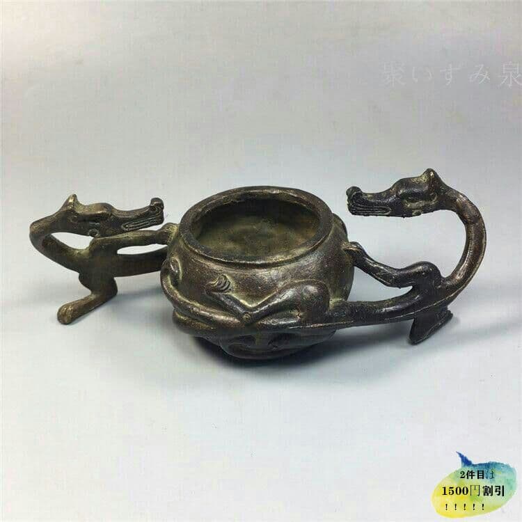 古玩古工芸品双龍筆記具7F