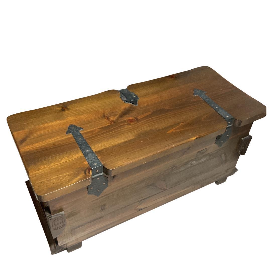 木製トランク　アンティーク調 ヴィンテージ トランクチェスト 宝箱　昭和レトロ