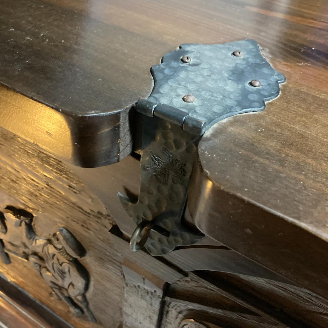 木製トランク　アンティーク調 ヴィンテージ トランクチェスト 宝箱　昭和レトロ