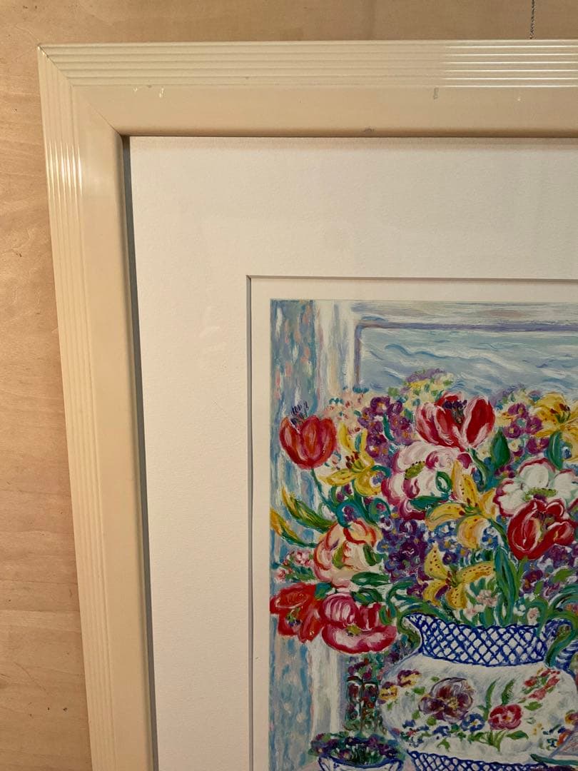 レスリー・セイヤー　「ライラックバスケット」　シルクスクリーン　直筆サイン有り