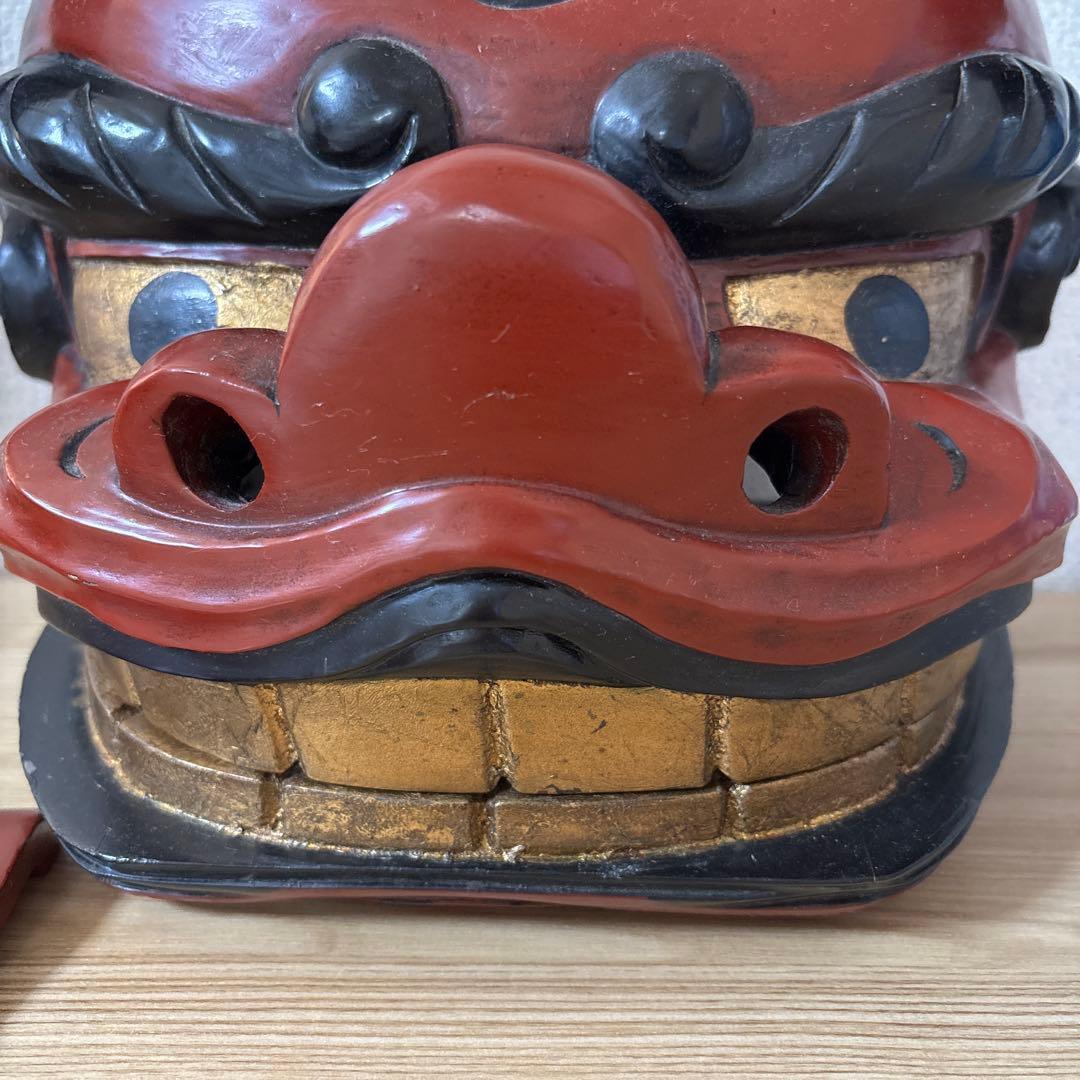 獅子頭 木彫り　魔除け　開運