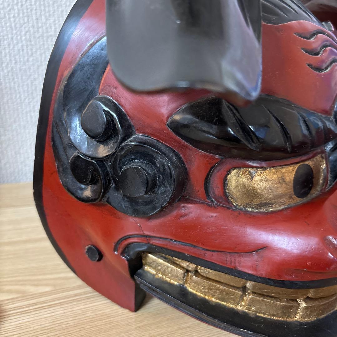 獅子頭 木彫り　魔除け　開運