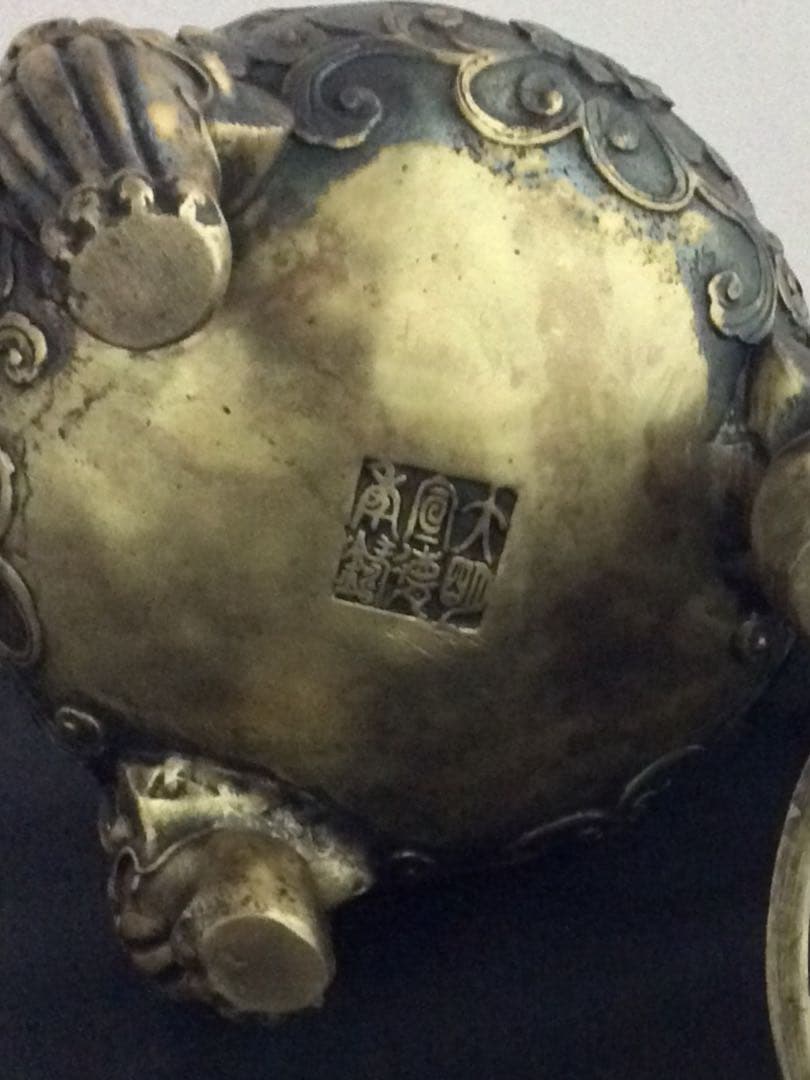 香炉 大明宣徳年鋳 獅子摘 銅製 骨董　インテリア　アンティーク 置物　断捨離