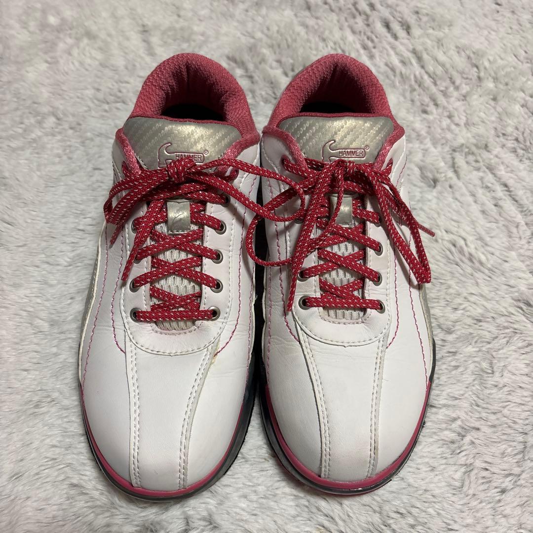 ハンマー社のボウリングシューズ ホワイト/ピンク　２４.５ｃｍ