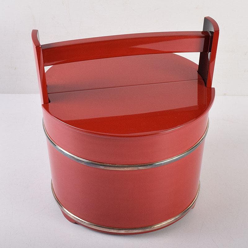 専用　浜木松峰　朱塗銀タガ　手桶水指　堀内宗完(兼中斎)極め箱　VR8538H