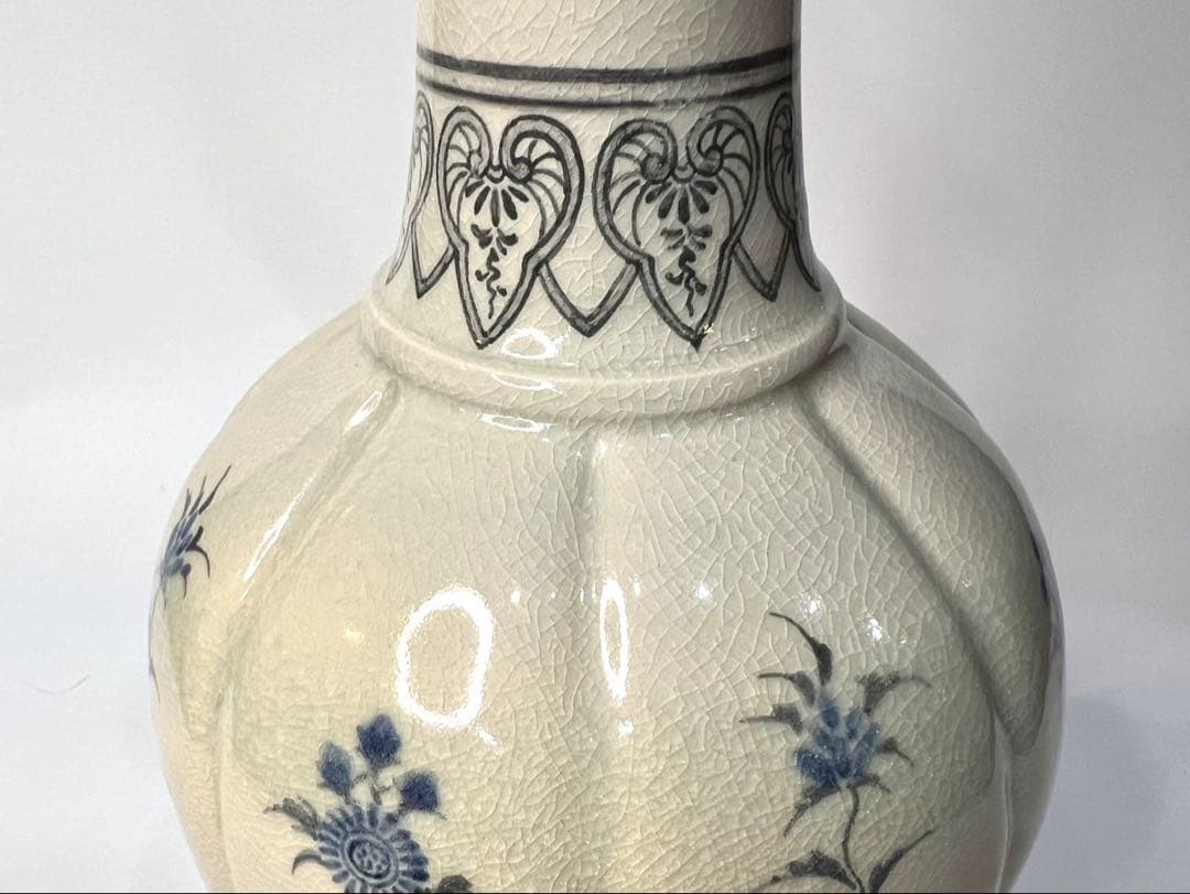 十四代沈壽官 瓜型染付花瓶