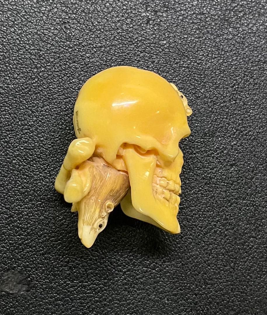 激レア！骸骨根付け 鼠 骨製 スカル 髑髏 時代物 アンティーク 古山 ボーン