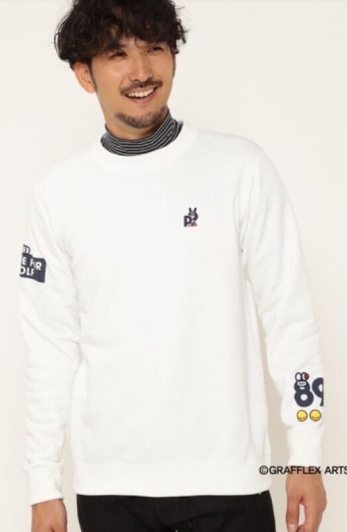 新品 正規品 パーリーゲイツ どうしちゃったPG スウェット 日本製 白 5 L