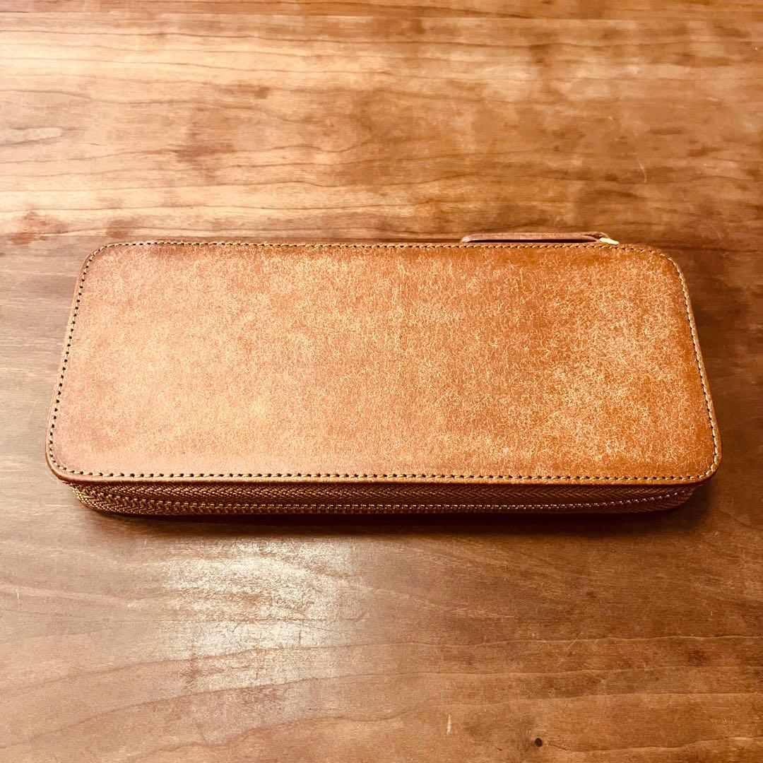 バハギア　ペンケース　ラウンドジップ型　プエブロ　コニャック