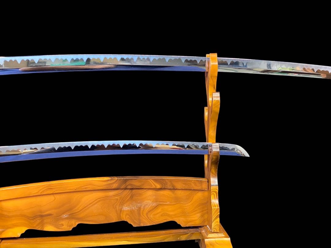 G 模造刀　模擬刀　武具　2本　透かし鍔　刀掛け付き　5本掛け　分解式