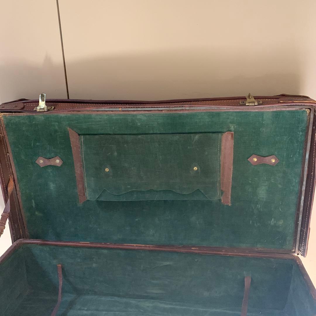 アンティークレザー本革トランク重厚収納ケースヴィンテージオブジェ昭和レトロ