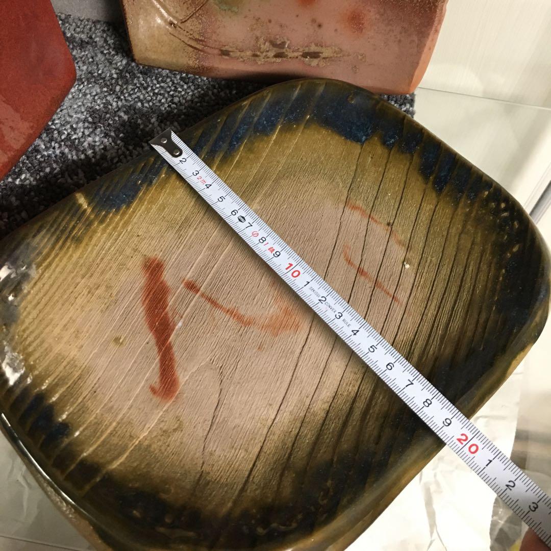 備前焼　緋襷　絵皿　角皿　長方皿　四方皿　大１枚　小２枚　セット