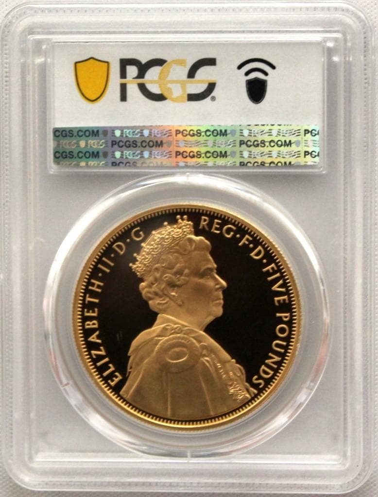 2012年イギリス 即位60周年￡5銀貨 PCGS PR70DCAM 金メッキ