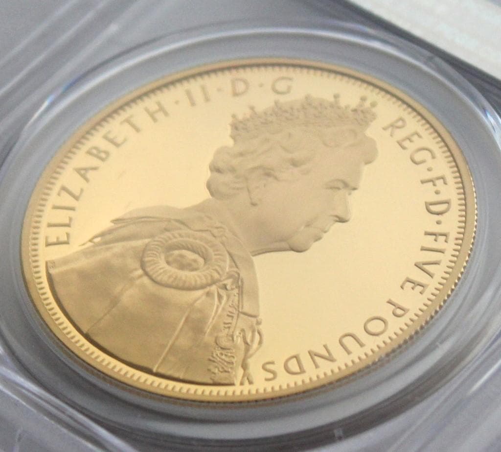 2012年イギリス 即位60周年￡5銀貨 PCGS PR70DCAM 金メッキ