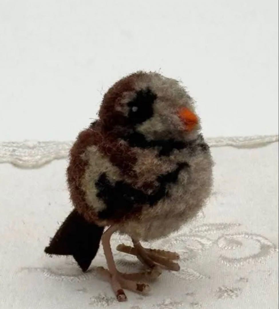 Woolen Bird 4㎝ぽんぽんバード/すずめ風ビンテージ/アンティーク