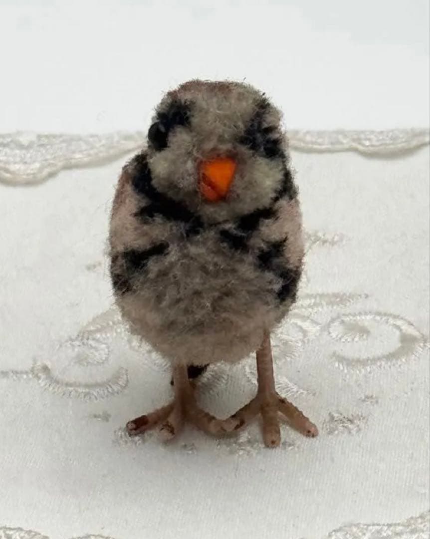 Woolen Bird 4㎝ぽんぽんバード/すずめ風ビンテージ/アンティーク