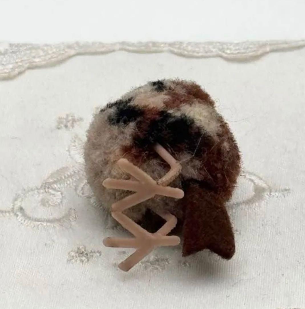 Woolen Bird 4㎝ぽんぽんバード/すずめ風ビンテージ/アンティーク