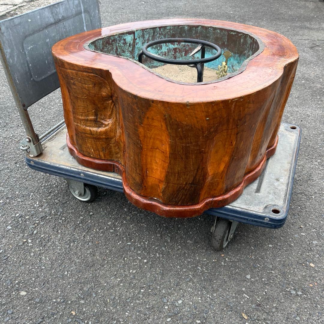 【アンティーク】天然木 切り株 火鉢 無垢 特大 囲炉裏 昭和レトロ 古道具