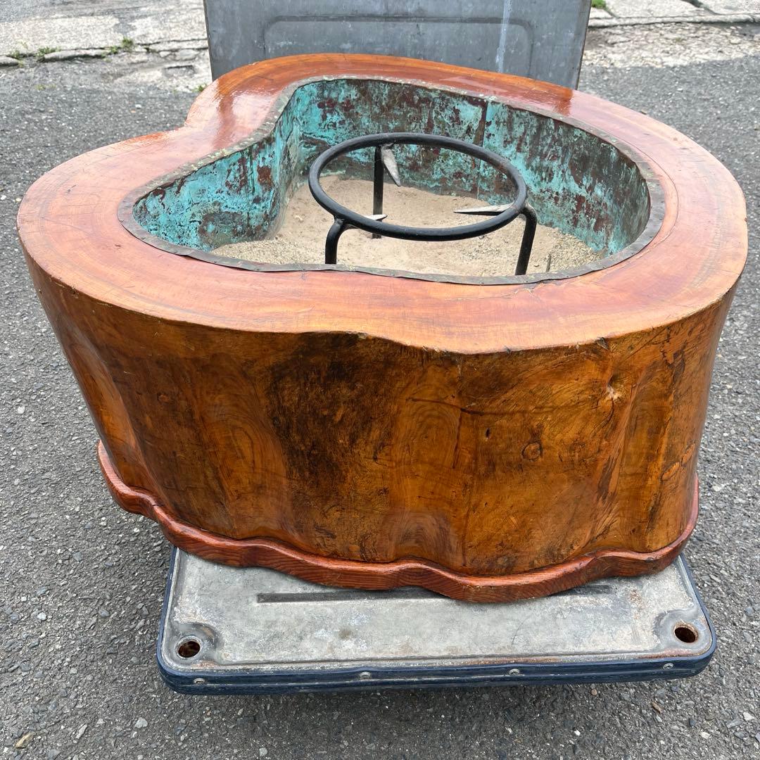 【アンティーク】天然木 切り株 火鉢 無垢 特大 囲炉裏 昭和レトロ 古道具