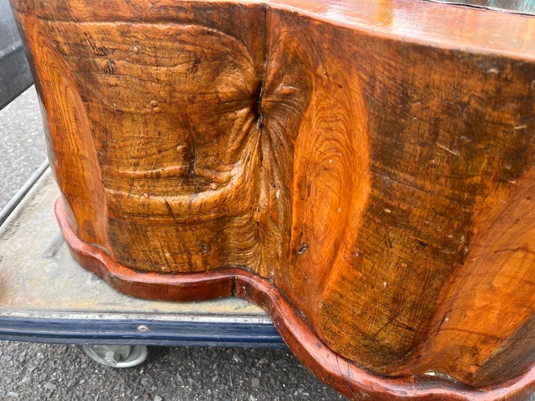 【アンティーク】天然木 切り株 火鉢 無垢 特大 囲炉裏 昭和レトロ 古道具