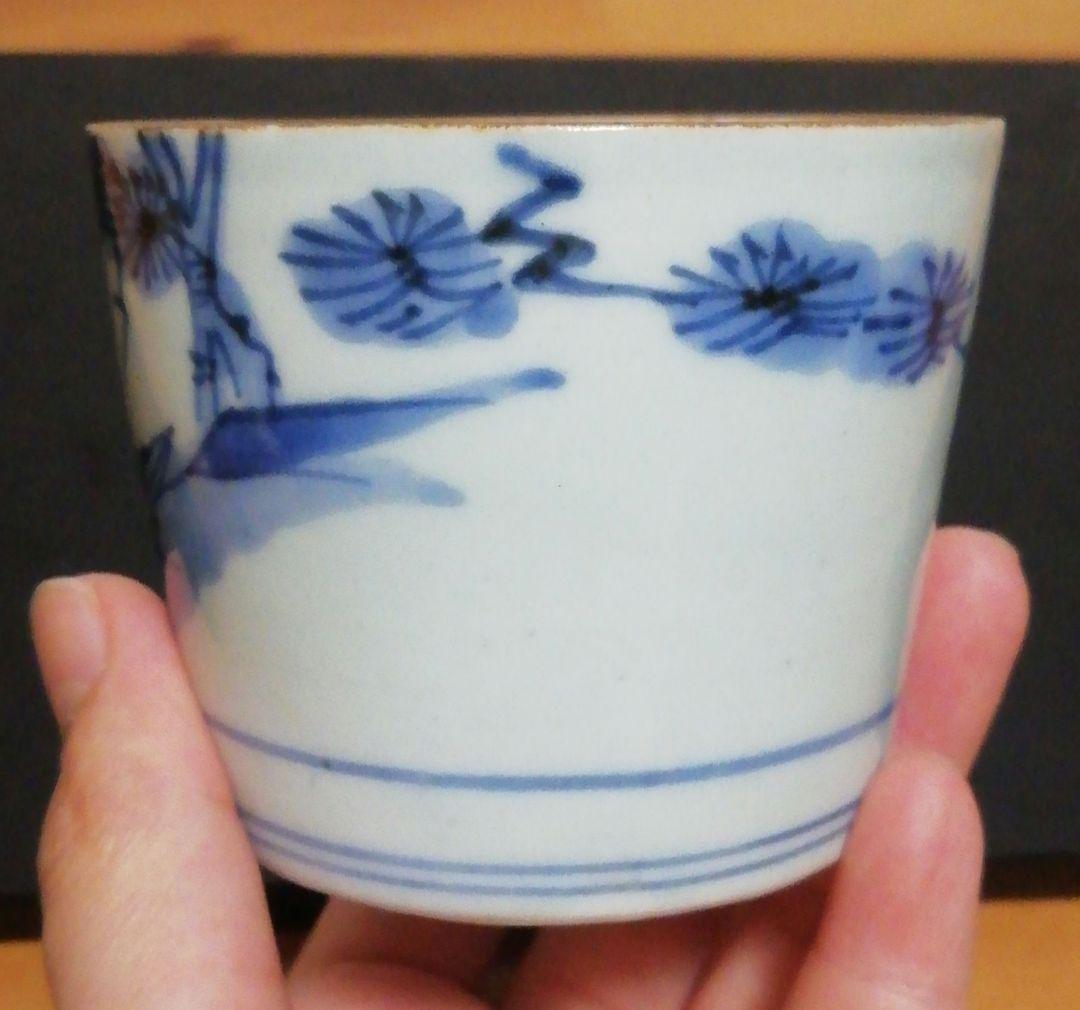 古伊万里　染付　蕎麦猪口　花鳥図　四客　食器